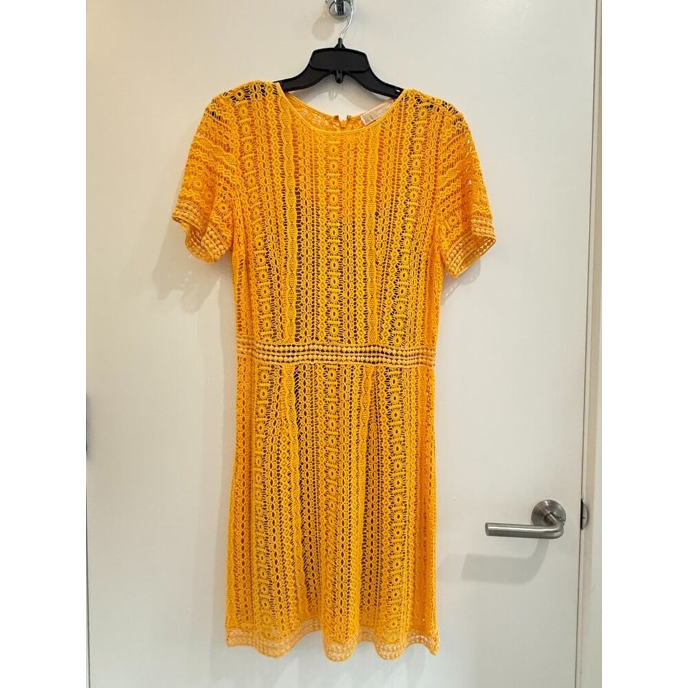 MICHAEL Michael Kors Yellow Crochet Lace Dress Size 4 - Festival, Vacation - Picture 3 of 10